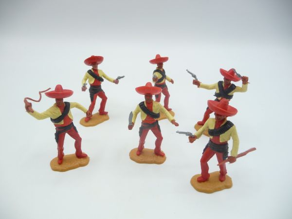 Timpo Toys 6 verschiedene Mexikaner, hellgelb/rotes Oberteil