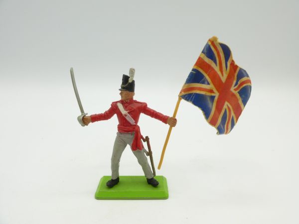 Britains Deetail Waterloo British soldier with sabre + flag - used