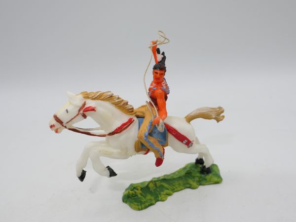 Elastolin 4 cm Indianer zu Pferd mit Lasso, Nr. 6846 - tolle Bemalung