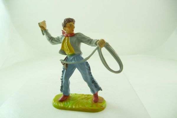 Elastolin 7 cm (beschädigt) Cowboy mit Lasso, Bem. 2, J-Figur - Beschädigung s. Fotos