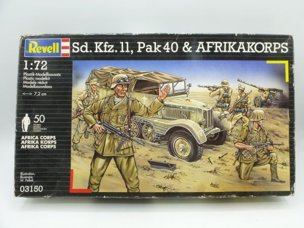 Revell Sd Kfz 11, Pak 40 & Africa Corps - many parts on cast
