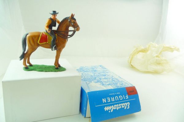 Elastolin 7 cm Sheriff on horseback with pistol, No. 6999 - orig. packaging, brand new