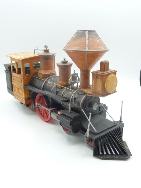 Elastolin 7 cm Bausatz Lokomotive, Oldtimer Zug C.P. Huntington 1864 (aufgebaut)
