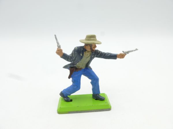 Britains Deetail Cowboy advancing, firing wild with 2 pistols - rare