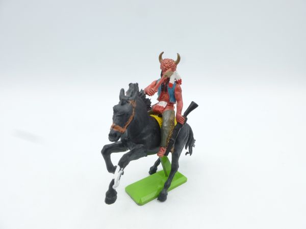 Britains Deetail Medicine man riding with tomahawk + rifle