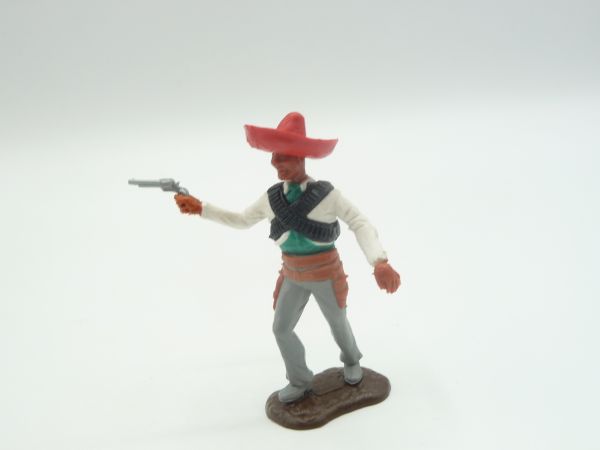 Timpo Toys Mexikaner stehend weiß, Pistole schießend - tolle Bodenplatte