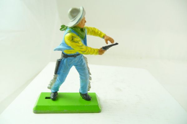 Britains Deetail Cowboy stehend, Pistole mit beiden Händen (blau/gelb)