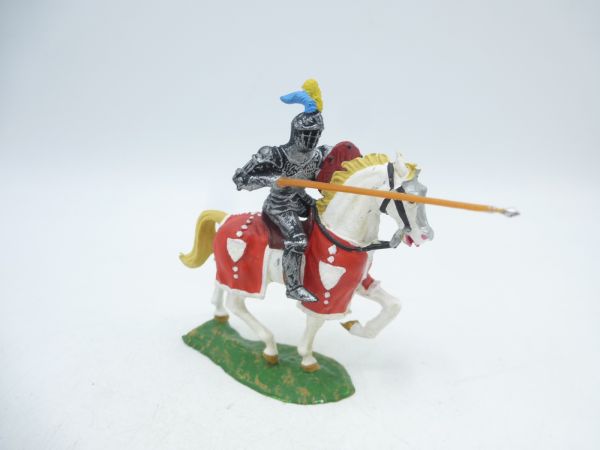 Elastolin 4 cm Knight on horseback, lance lowered, No. 8966