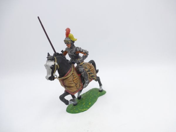 Elastolin 7 cm Knight on horseback, lance high, No. 8965 - painting see photos