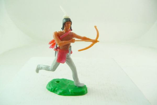 Elastolin 5,4 cm Indianer laufend mit Bogen + 2 Waffen