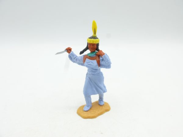 Timpo Toys Indianerin 3. Version (hellblau) mit Messer + Baby
