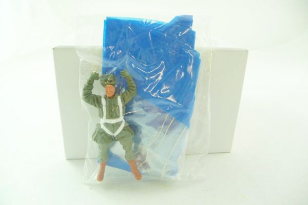 Timpo Toys Paratrooper with blue parachute - in original bag