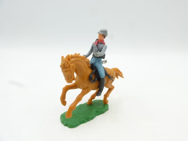 Elastolin 5,4 cm Confederate Army soldier riding with pistol + sabre