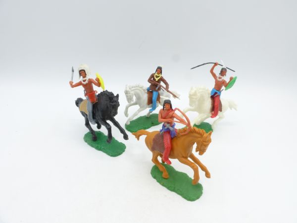 Elastolin 5,4 cm 4 Indians riding, different postures