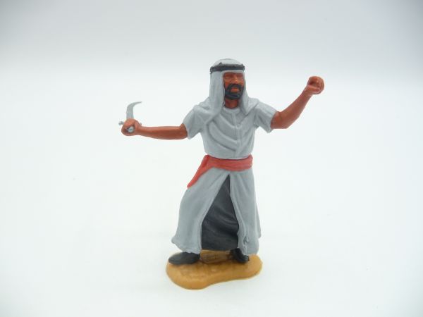 Timpo Toys Arab standing with scimitar (grey, black inner robe)