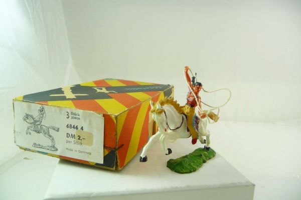 Elastolin 4 cm Indianer zu Pferd mit Lasso, Nr. 6846 - OVP