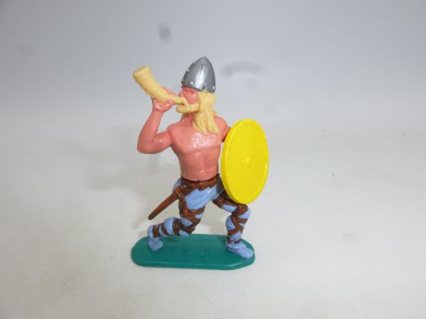 Timpo Toys Viking, hornblower, blond hair, yellow shield (replica)