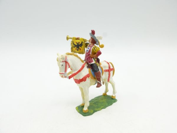 Preiser 4 cm Fanfare player on a standing horse, No. 9073