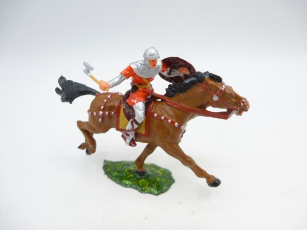 Elastolin 4 cm Norman on horseback with axe, No. 8854