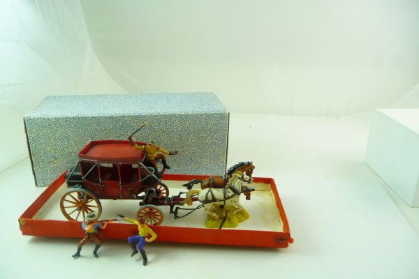 Elastolin 4 cm Stagecoach with coachman + passengers, No. 7712 - unused