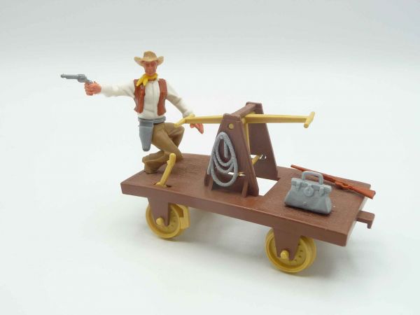 Timpo Toys Draisine mit Cowboy - schöne Farbkombi