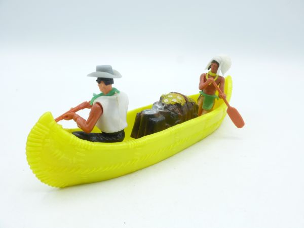 Elastolin 5,4 cm Canoe with Indian / Cowboy and cargo