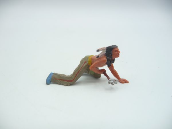 Elastolin 4 cm Indianer mit Tomahawk schleichend, Nr. 6828 - tolle Figur