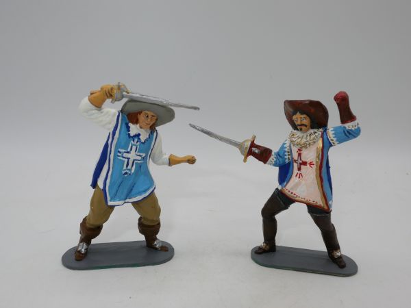 2 musketeers with rapiers, height 6.5 cm - great painting, without branding