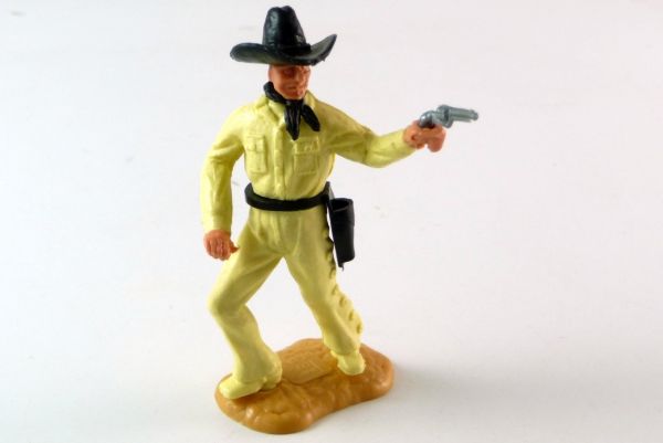 Timpo Toys Cowboy stehend, hellgelb, Originalkopf weiße Gesichtsfarbe