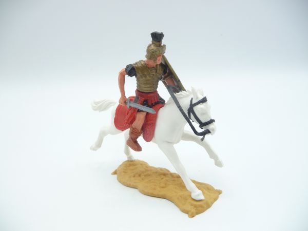 Timpo Toys Römer zu Pferd, schwarz mit Kurzschwert - Schlaufen ok