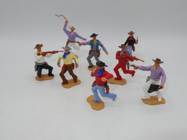 Timpo Toys 8 Cowboys standing - complete, in various postures