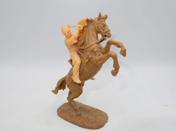 Elastolin 7 cm (Rohling) Normanne mit Streitkolben auf aufsteigendem Pferd