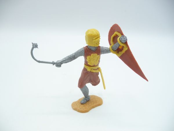 Timpo Toys Medieval knight running, brown/yellow with morning star - loops ok