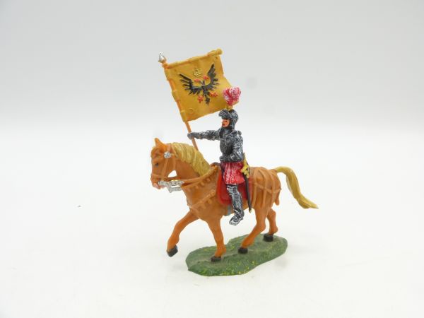 Elastolin 4 cm Flag bearer on pacing horse, No. 9085 - great painting