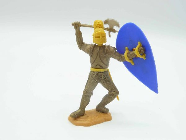 Timpo Toys Goldritter stehend mit Streitaxt + blauem Schild