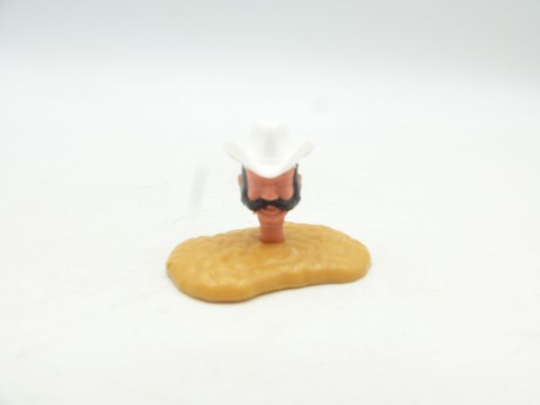Timpo Toys Cowboykopf 4. Version, weißer Stetson, schwarze Haare
