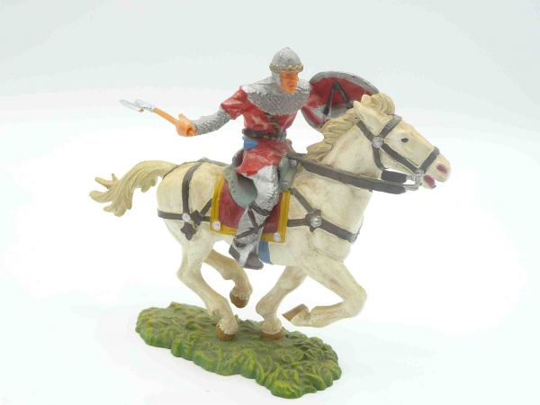 Elastolin 7 cm Norman with axe on horseback, No. 8854 - rare colour, nice figure