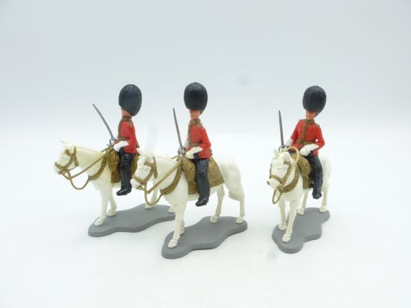 Timpo Toys Set aus 3 Gardisten, reitend (auf weißen Pferden)