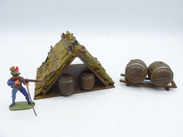 MT-Figur Strohhütte mit Fässern, LKL 1 OHNE FIGUR