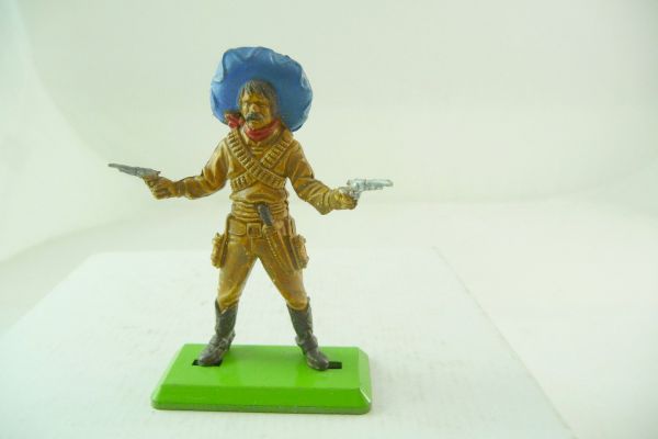 Britains Deetail Mexican standing, firing with 2 pistols, brown with blue sombrero