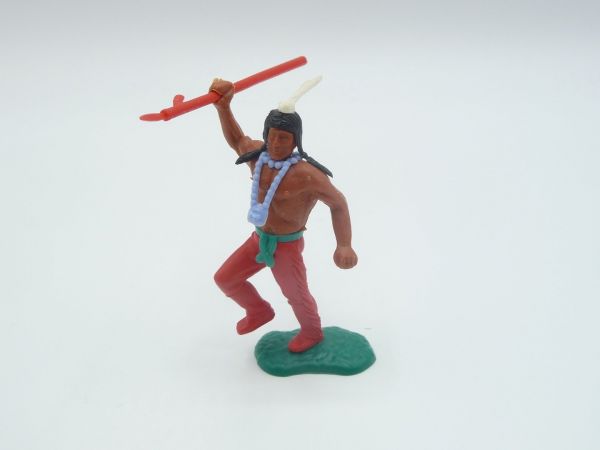 Timpo Toys Indianer 2. Version stehend mit dickem roten Speer