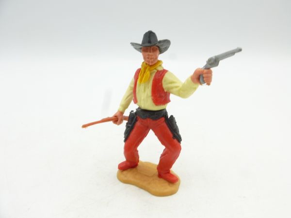 Timpo Toys Cowboy stehend, rotes Unterteile schwarze feste Holster