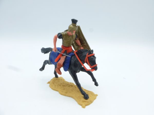 Timpo Toys Roman on horseback with short sword, black - great saddle blanket
