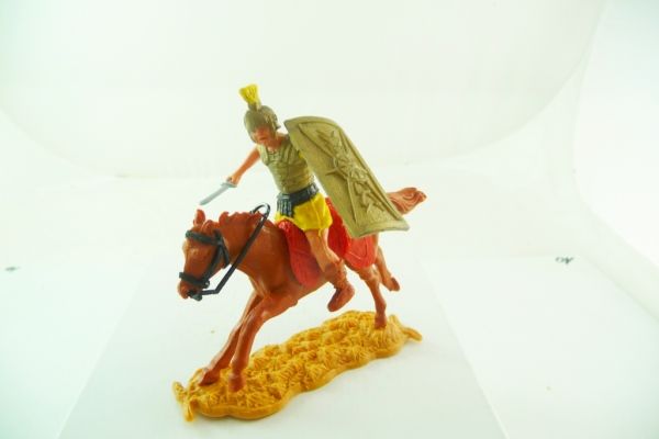 Timpo Toys Römer reitend mit Kurzschwert, gelb - Schildschlaufen ok