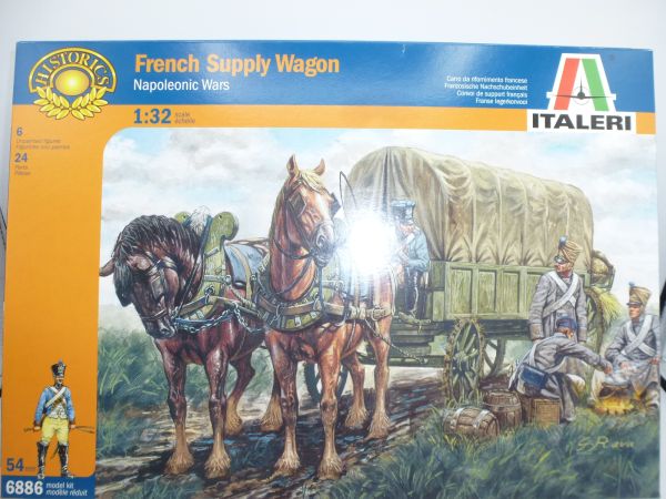Italeri 1:32 French Supply Wagon, No. 6886 - orig. packaging, parts on cast