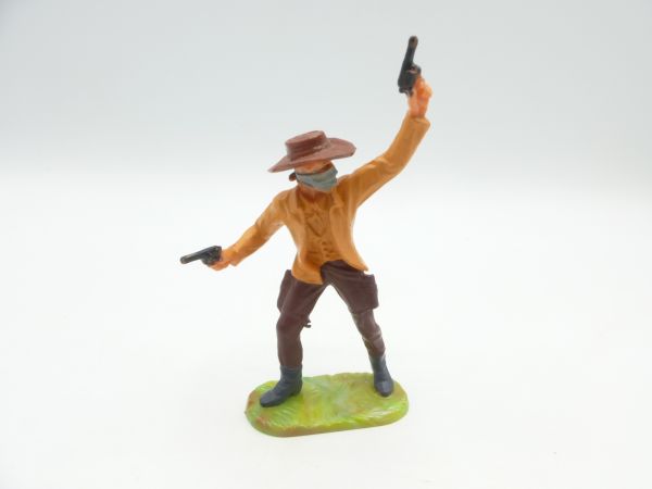 Elastolin 7 cm Bandit mit 2 Pistolen, orange Jacke, Nr. 6988 - sehr guter Zustand