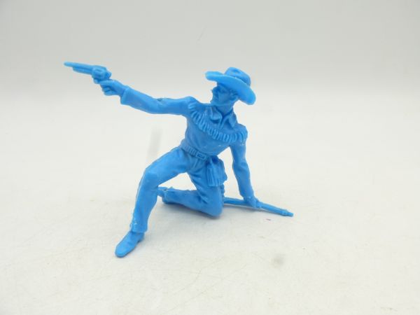 Elastolin 7 cm (Rohling) Cowboy / Trapper kniend mit Pistole, J-Figur