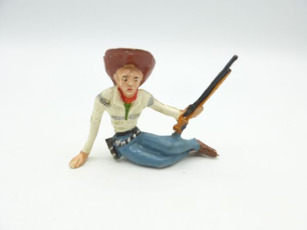 Merten Cowboy sitting with rifle - early painting, rare posture
