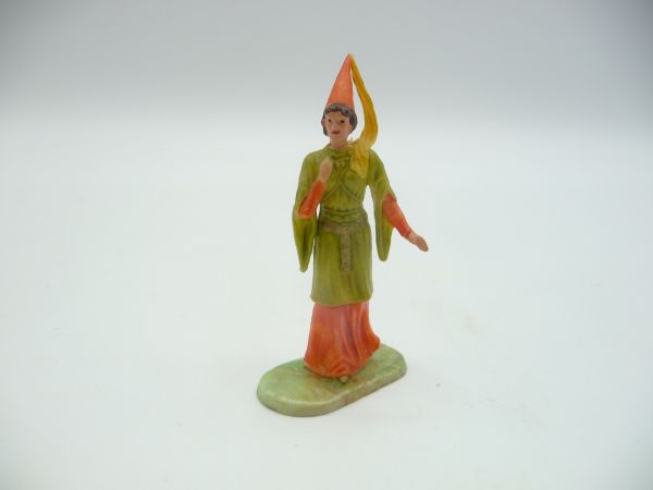 Elastolin 4 cm Burgfräulein, Nr. 8810, Bem. 2, orange/grün/gelb - tolle Figur