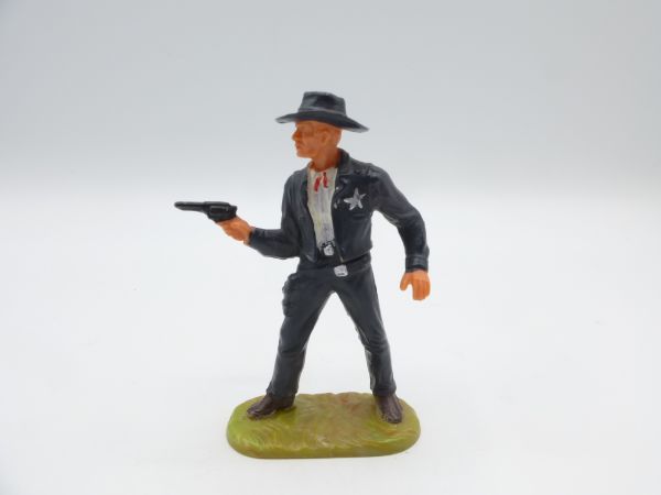 Elastolin 7 cm Sheriff mit Pistole, Nr. 6985, komplett schwarz - tolle Bemalung